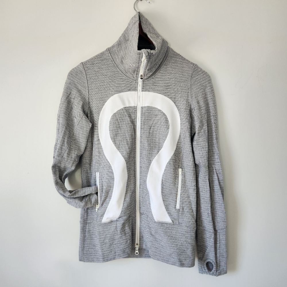 Lululemon In Stride Jacket Gray with White Logo Size 4
